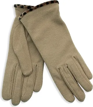 Cheetah-Print Trim Gloves