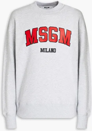 Mélange printed French cotton-terry sweatshirt