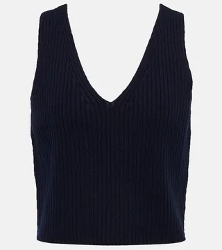 V-neck wool and cashmere top