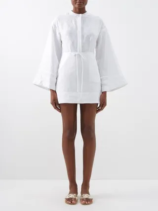 Karlee Flared-sleeve Linen-gauze Mini Dress