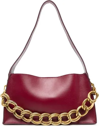 Chain-Detail Leather Tote Bag