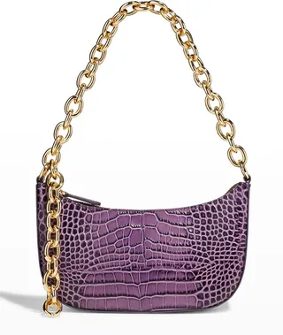Gabi Croc-Embossed Chain Shoulder Bag