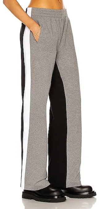 Norma Kamali Side Stripe Boyfriend Sweatpant in Grey