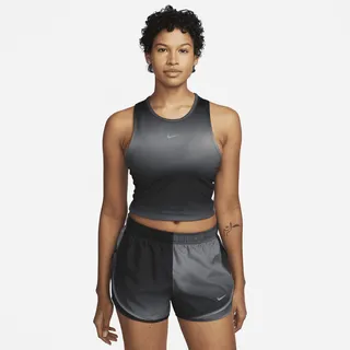 Nike Women's Dri-FIT Swoosh Cropped Running Tank Top in Black