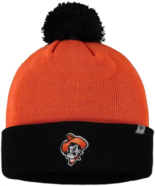 Men's Orange and Black Oklahoma State Cowboys Core 2-Tone Cuffed Knit Hat with Pom