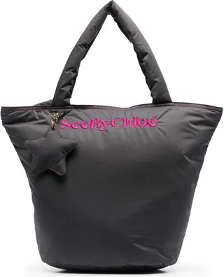 Embroidered-Logo Padded Tote Bag