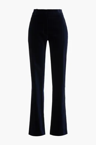 Cotton-blend velvet flared pants