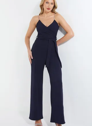 V-Neck Wide Leg Jumpsuit