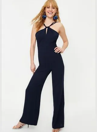 Navy Blue Woven Overalls TPRSS24TU00003