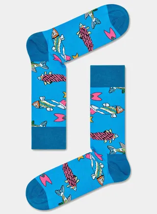 Embroidered Fish And Whales Sock