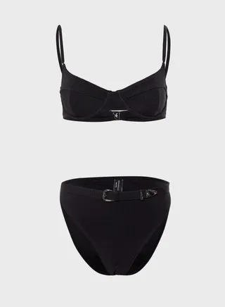 Buckle Detail Ribbed Bikini Set