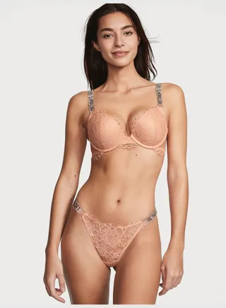 Shine Strap Lace Thong Panty