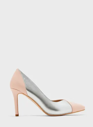 Metallic Colourblock Pointed Pump