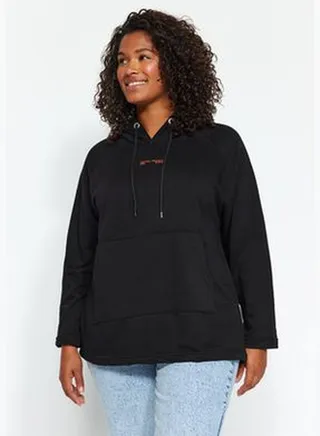 Black Print Detailed Thick Knitted Sweatshirt TBBAW24AO00010.