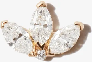 18K Yellow Gold Lotus Diamond Single Stud Earring