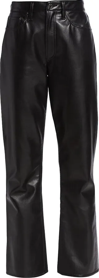Relaxed Boot-Cut Leather-Blend Pants