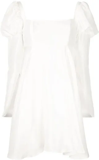 Puff-Shoulder Flared Dress