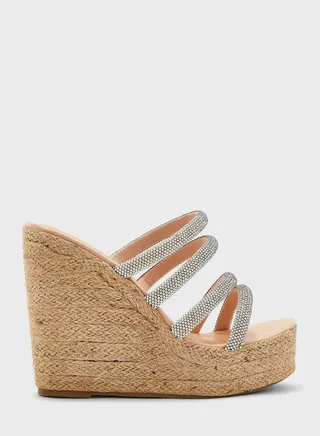 Diamante Multi-Strap Wedge Sandal