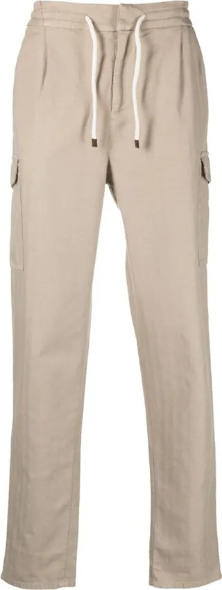 Drawstring-Waist Straight-Leg Trousers