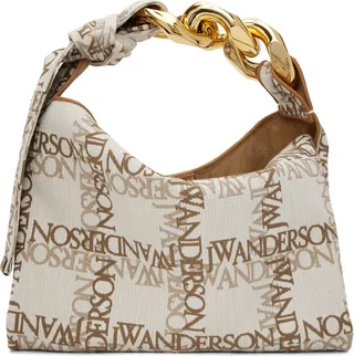 JW Anderson Beige Small Chain Logo Shoulder Bag