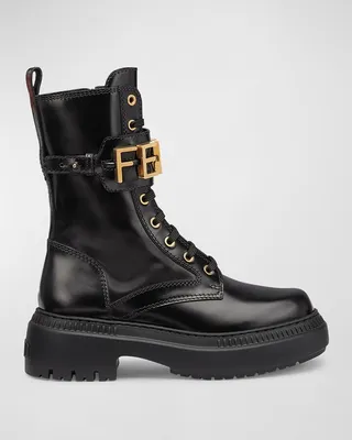 Fendigraphy Logo-Cuff Biker Booties