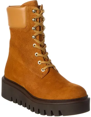 Stuart Weitzman Suede & Leather Combat Boot