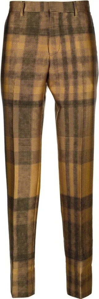 Check-Pattern Tapered Trousers