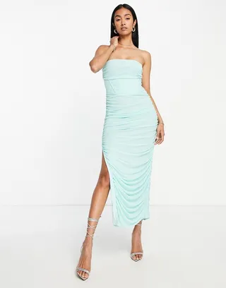 Rare London corset bandeau dress in mint