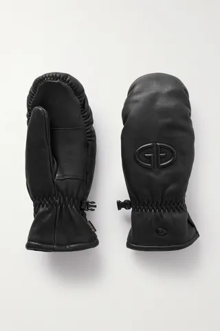 Goldbergh - Hilja Embossed Padded Leather Ski Mittens - Black