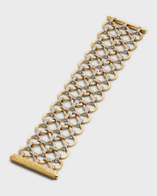 Jaipur Link 18K Yellow & White Gold Flat-Link Triple Row Diamond Bracelet