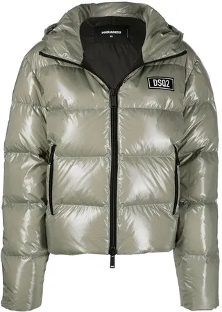 Logo-Patch Hooded Down Jacket