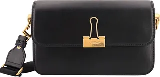Leather shoulder bag with engraved logo