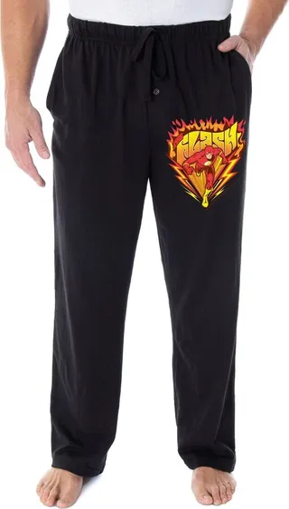 DC Comics Men's The Flash Burning It Up Logo Loungewear Pajama Pants (2XL) Black