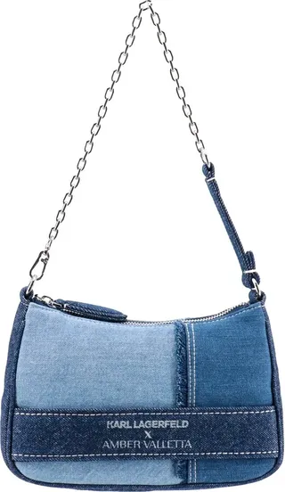 Karl Lagerfeld x Amber Valletta denim shoulder bag with patchwork effect