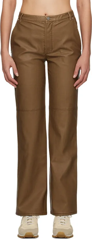 TheOpen Product Brown Straight-Leg Faux-Leather Trousers