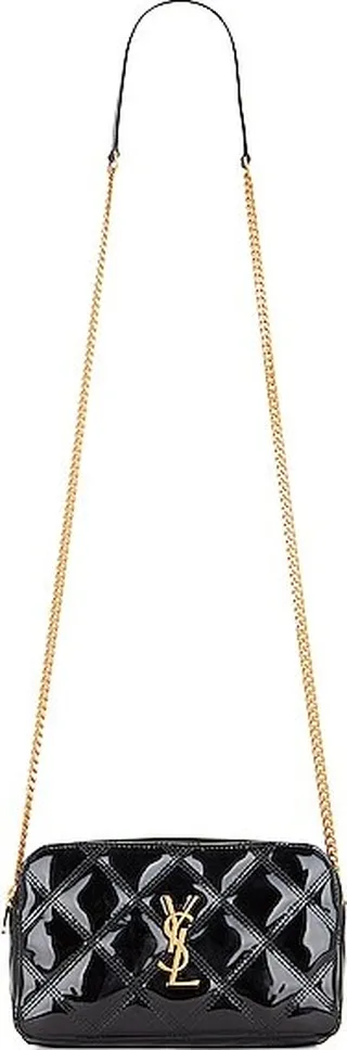 Saint Laurent Becky Double Zip Camera Bag in Black
