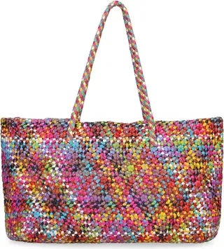 Multi Octo weave leather tote bag