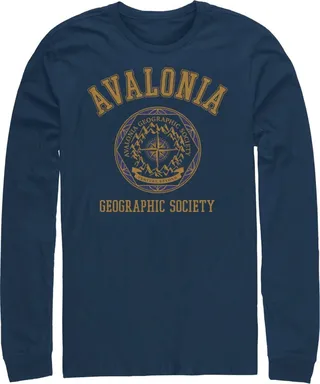 Men's Disney Strange World Avalonia Geographic Society Long Sleeve Shirt - Navy Blue - Large