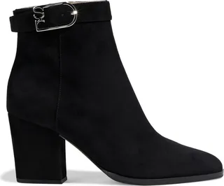 Buckled suede ankle boots