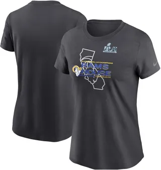Women's Nike Anthracite Los Angeles Rams Super Bowl Lvi Champions Hometown T-shirt