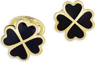 18K Gold Vermeil & Onyx Clover Cufflinks