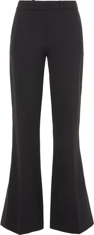 Satin-trimmed twill flared pants