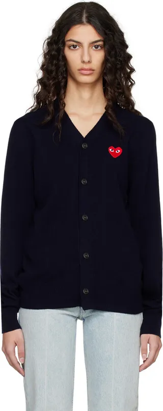 Comme des Garçons Play Navy Heart Cardigan