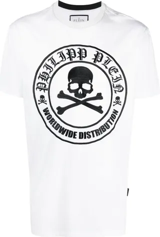 skull logo-embroidered T-shirt