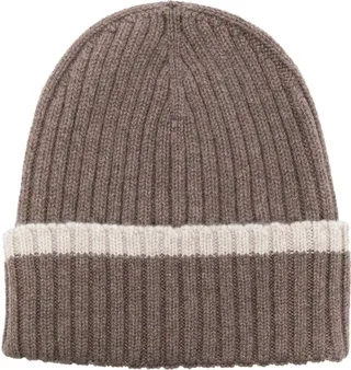 Stripe-Trim Cashmere Beanie