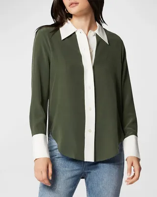Nikola Long-Sleeve Button-Front Silk Shirt