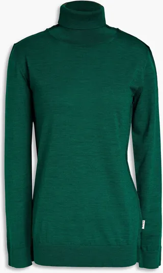 Two-tone mélange wool turtleneck sweater