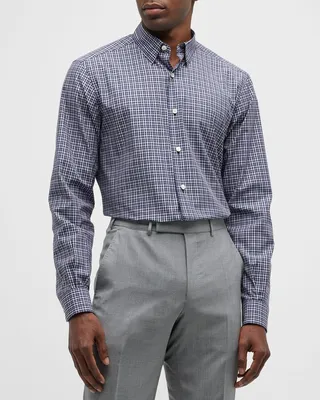 Men's Micro-Check Cotton Sport Shirt