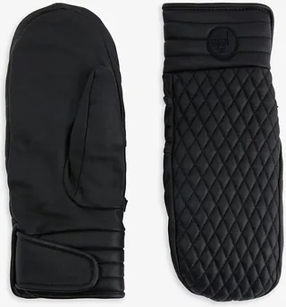 Womens Noir Athena Quilted Leather Mittens