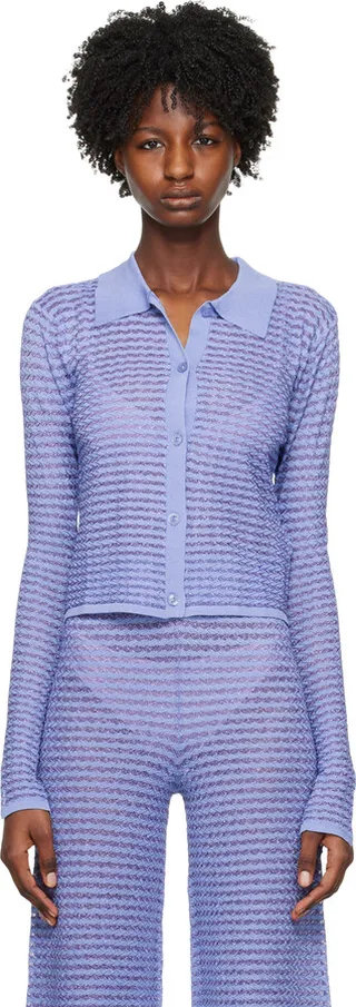 REMAIN Birger Christensen Purple Button-Up Cardigan